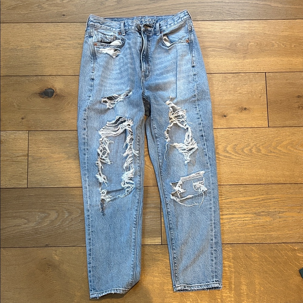 American Eagle Outfitters Ripped Light Blue Boyfriend Jeans